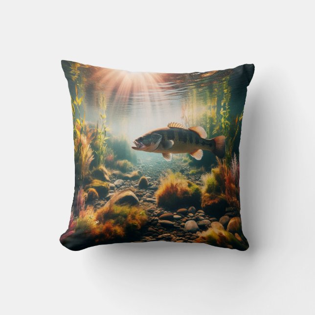 Underwater large mouth bass cushion (Front)