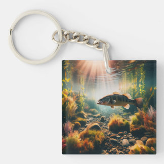 Underwater large mouth bass key ring
