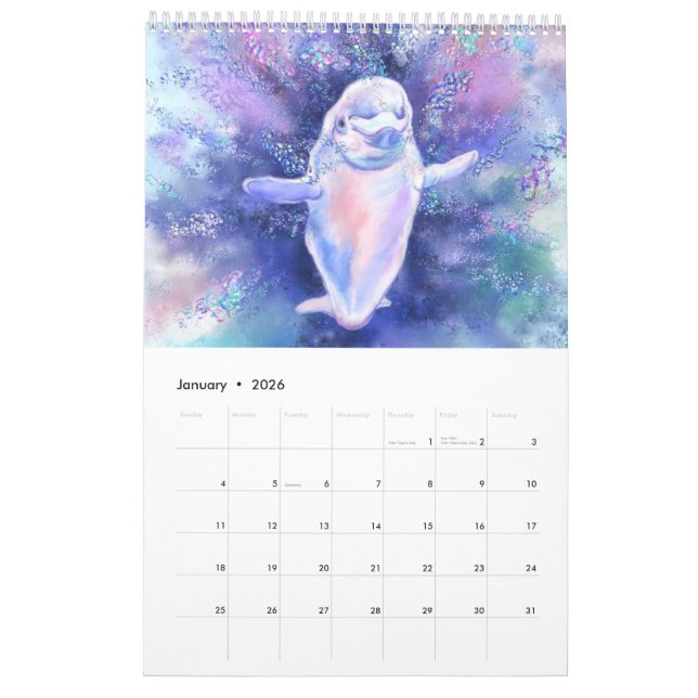 Underwater Life Calendar Wonderful World Painting (Jan 2026)