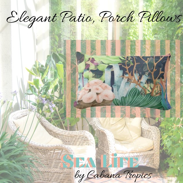 Underwater Life Corals, Shells and Flora Lumbar Cushion (Creator Uploaded)