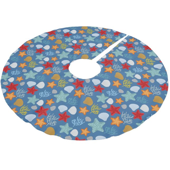 Underwater Life Pattern Brushed Polyester Tree Skirt (Angled)