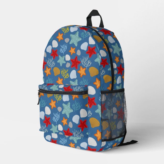 Underwater Life Pattern Printed Backpack (Back Corner Right)
