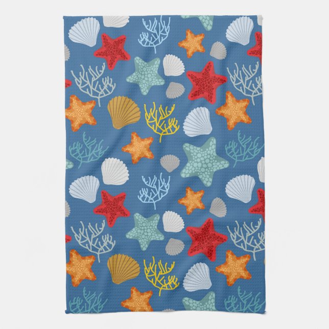Underwater Life Pattern Tea Towel (Vertical)