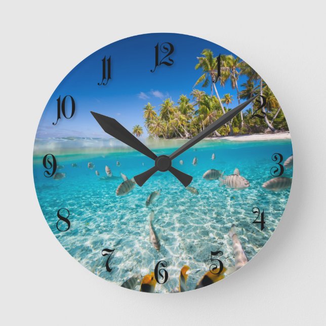 Underwater life round clock (Front)