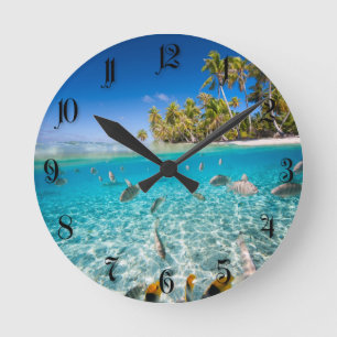 Underwater life round clock