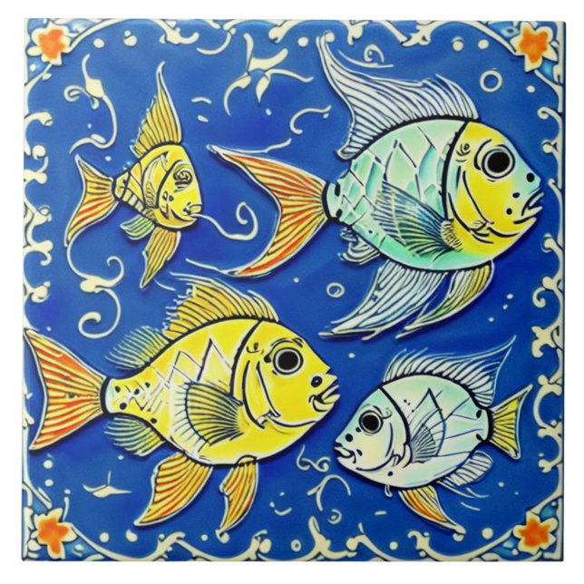 Underwater life traditional ceramic art no 2 ceramic tile (Front)