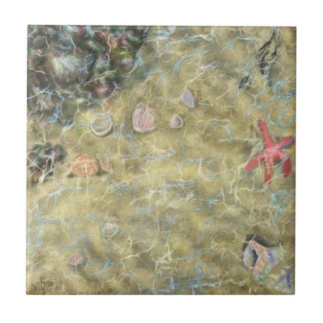 Underwater Life - Wonderful World - Drawing Art Ceramic Tile (Front)