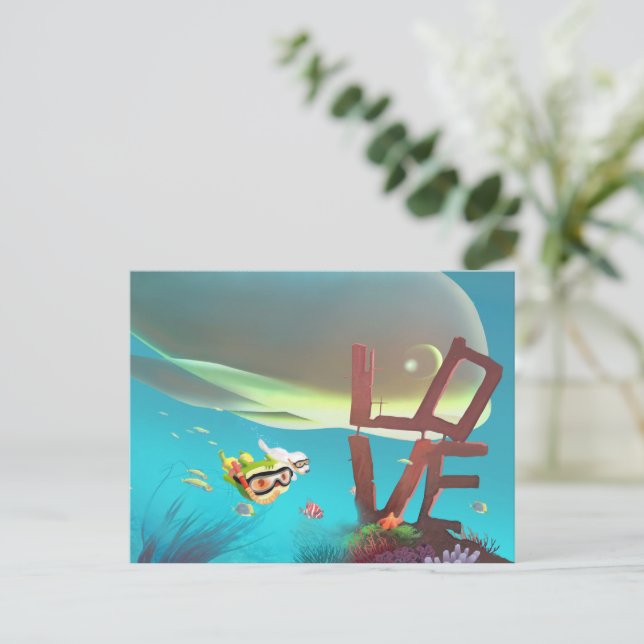 Underwater Love Announcement Postcard (Standing Front)