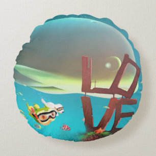 Underwater Love Round Cushion