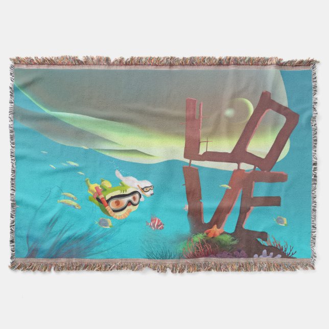 Underwater Love Throw Blanket (Front)
