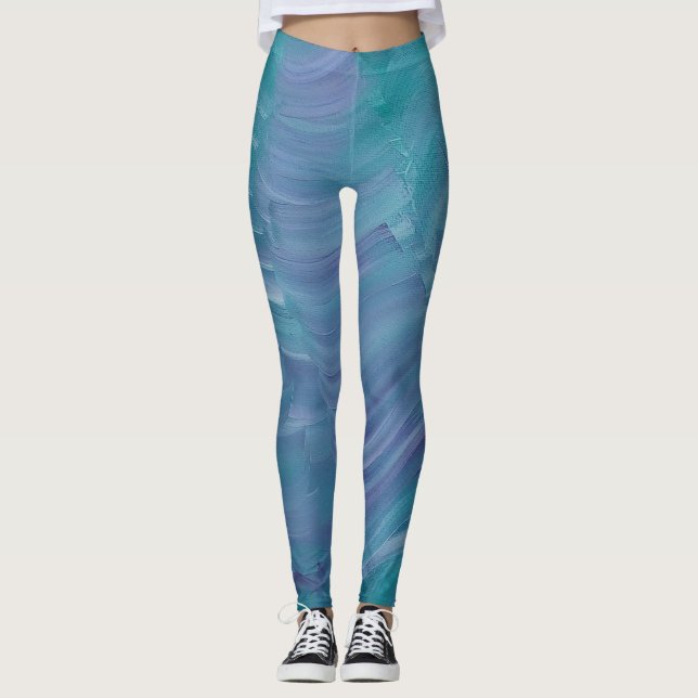 Underwater Magic Unique Colourful Abstract Art Leggings (Front)