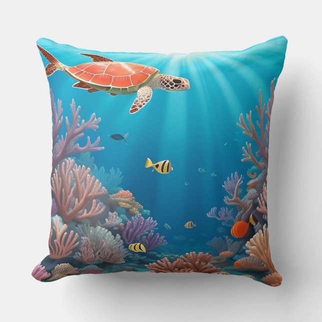 Underwater marine life with turtle cushion (Front)