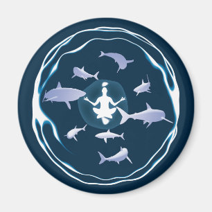Underwater Meditation Swimming With Sharks Magnet