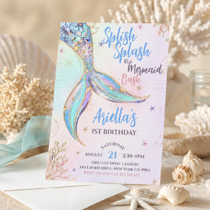 underwater mermaid birthday invitation