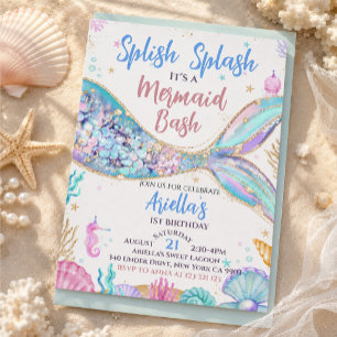 underwater mermaid birthday invitation
