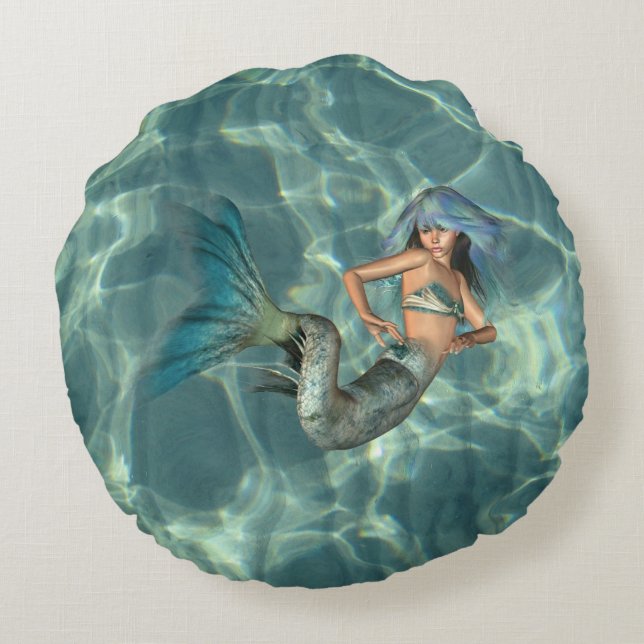 Underwater Mermaid Round Cushion (Back)