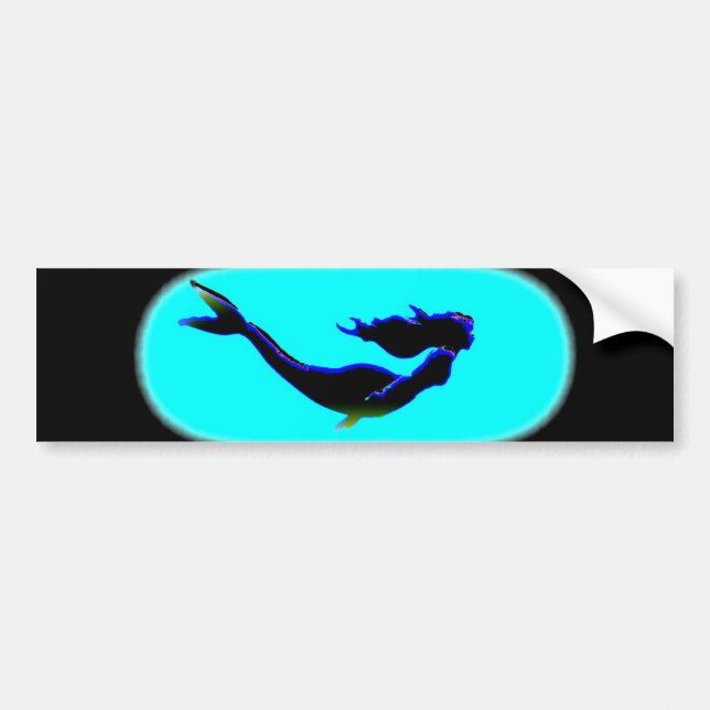underwater mermaid swimming bumper sticker (Front)