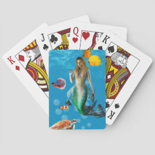 Underwater Mermaid Treasure Hunt Fantasy Blue Playing Cards