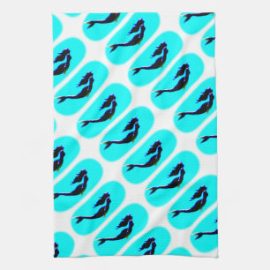 underwater mermaids swimming tea towel