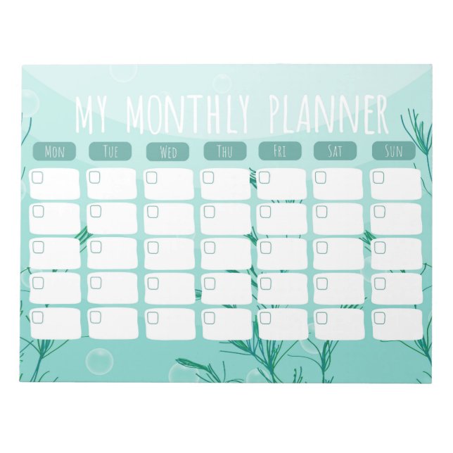 Underwater Monthly Planner Notepad (Front)