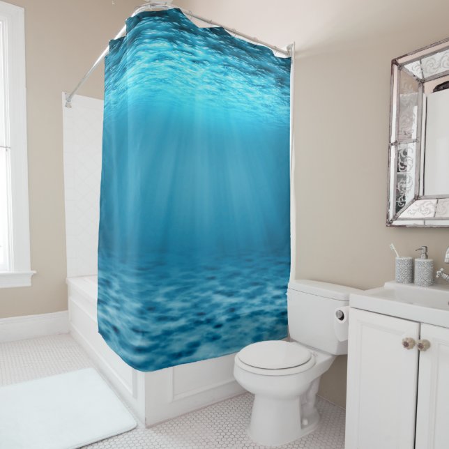 Underwater Ocean Light Rays in Blue Shower Curtain (In Situ)