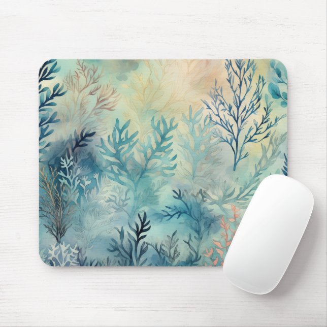Underwater Ocean Sea Coral Reef Blue Teal Marine Mouse Pad (With Mouse)