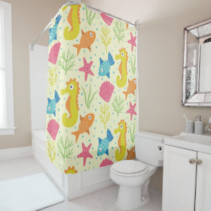 Underwater ocean seahorse,starfish  and seashells  shower curtain