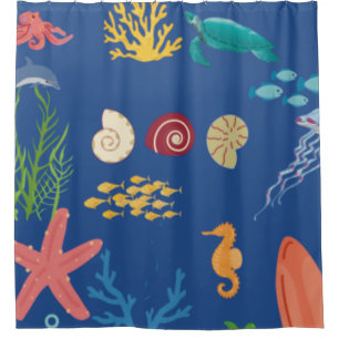 “Underwater Paradise: Sea Creatures curtin Shower Curtain
