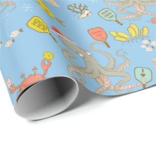 Underwater Pickleball Xmas edition blue Wrapping P Wrapping Paper