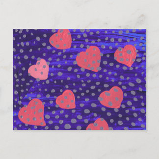 underwater pink hearts postcard