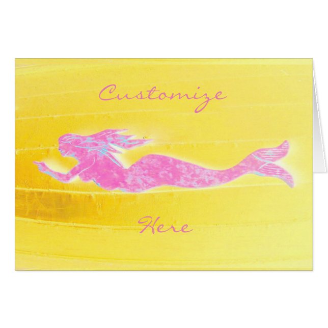 underwater pink mermaid notecard (Front Horizontal)