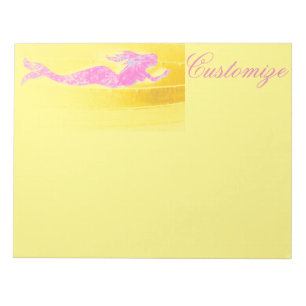 underwater pink mermaid  notepad