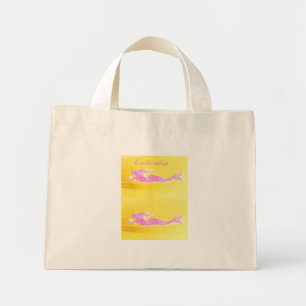 underwater pink mermaids swimming mini tote bag