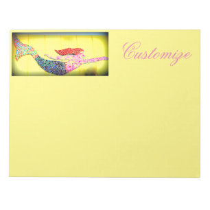 Underwater pink mosaic mermaid rising notepad