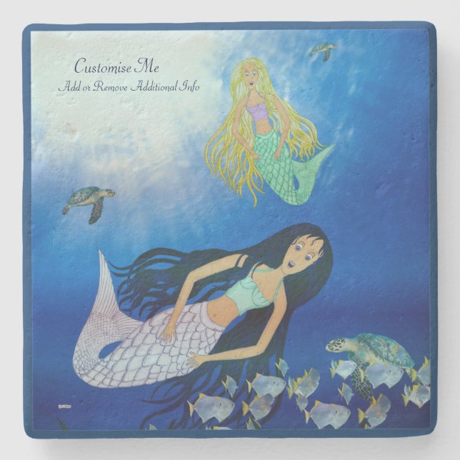 Underwater Play (Mermaid) Stone Coaster (Front)