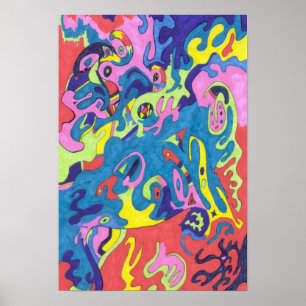 "Underwater Playground" 13x19 Abstract Art Poster