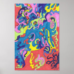 "Underwater Playground" 8x12 Abstract Art Poster