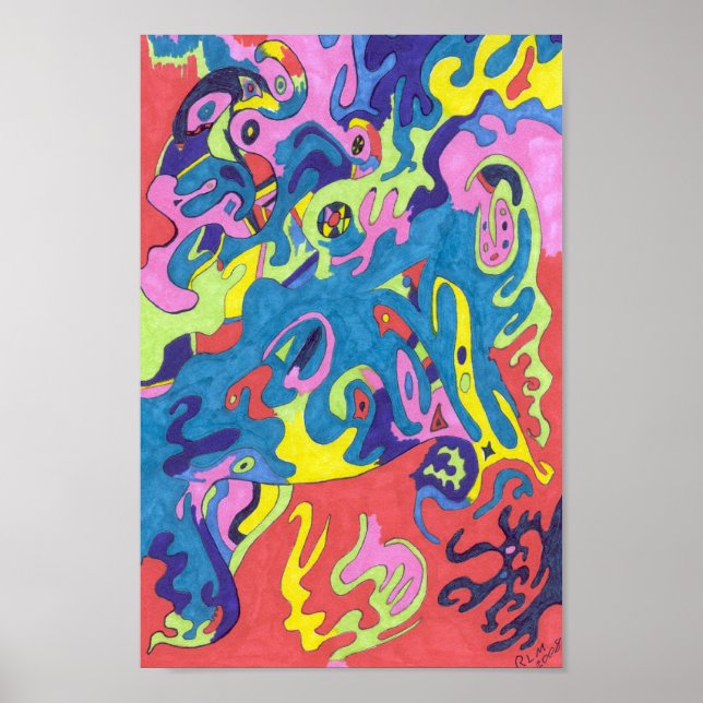 "Underwater Playground" 8x12 Abstract Art Poster (Front)