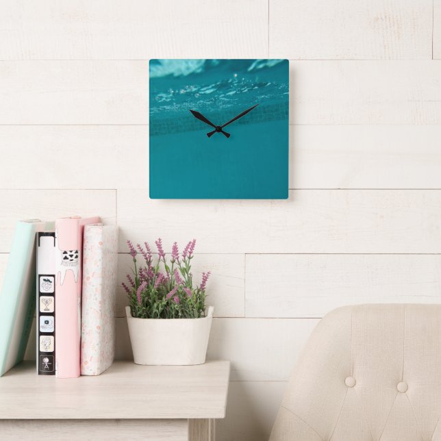 Underwater Pool Glam 2 Square Wall Clock (Reading Room)