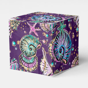 Underwater Purple Luxe Dark Pastel Gold Sea Life Favour Box
