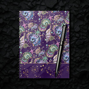 Underwater Purple Luxe   Dark Pastel Gold Sea Life Notebook
