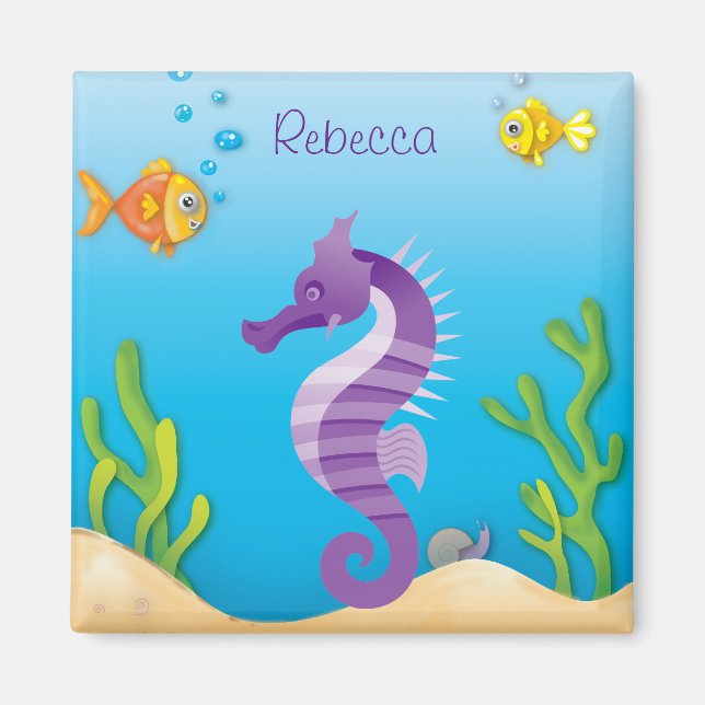 Underwater Purple Seahorse Magnet (Front)
