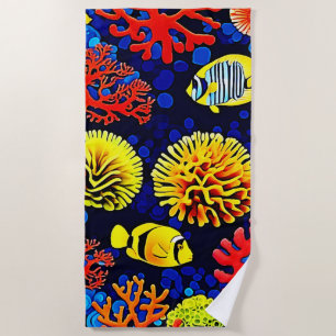 Underwater Reef Life Bright Design Beach Towel