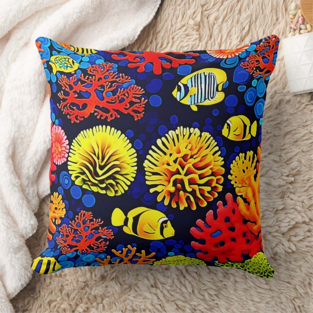 Underwater Reef Life Bright Design Cushion (Blanket)