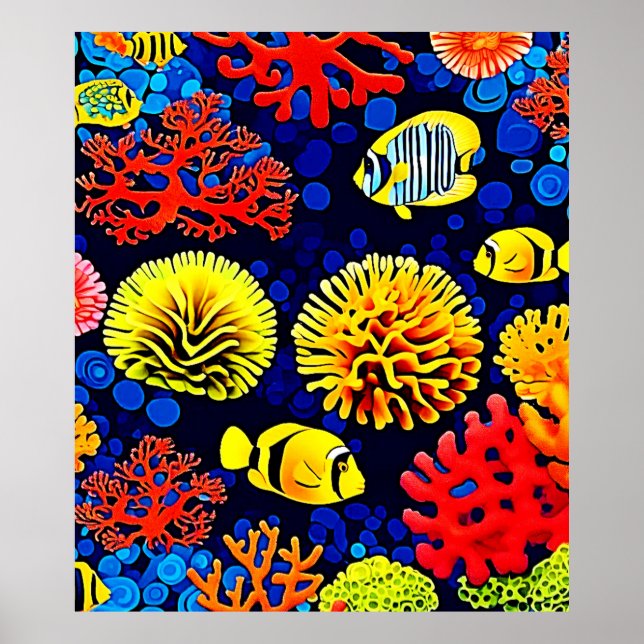 Underwater Reef Life Bright Design Poster (Front)