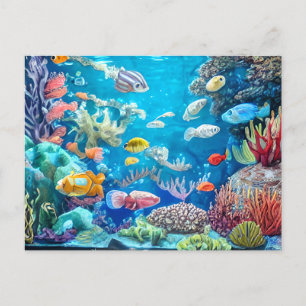 Underwater Scene with Funny Fish Postcard