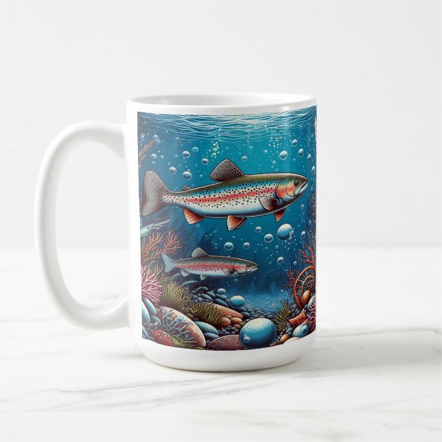 Underwater Scene with Trout Coffee Mug (Left)