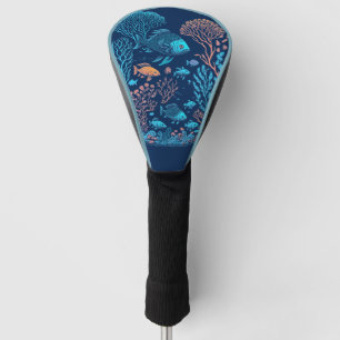 Underwater scenery  colorful fishes and coral reef golf head cover