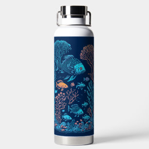 Underwater scenery colourful fishes and coral ree water bottle