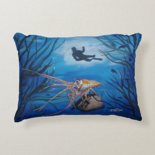 Underwater Scuba Diver Scene Decorative Cushion